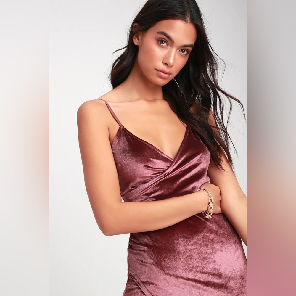 Lulus Debut Diva Mauve Velvet Maxi Dress Small